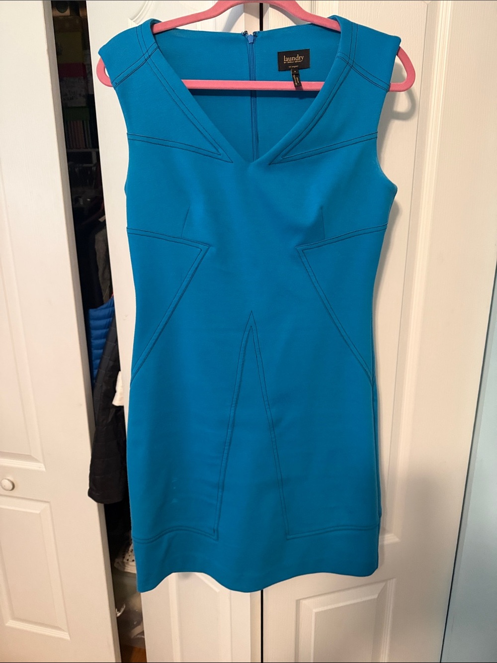 Laundry By Shelli Segal Bright Teal V-Neck Sheath Mini Dress